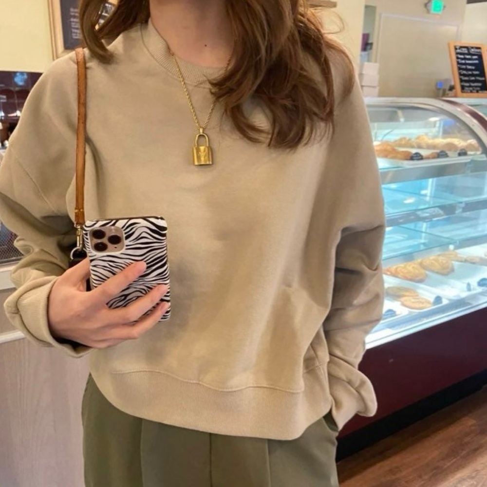 Korean Women Khaki Sweatshirt